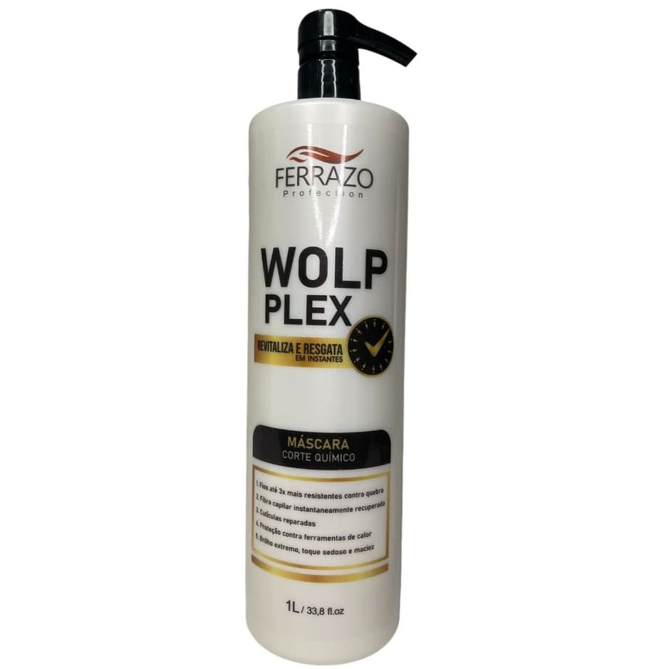 Máscara Capilar Wolp Plex Corte Químico Revitaliza e Resgata em Instantes 1L Ferrazo Profection