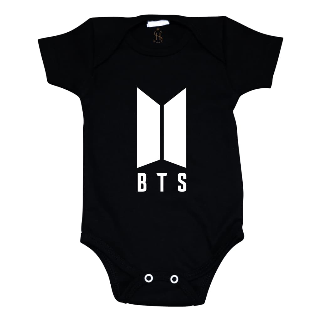 Body Infatil Preto Tema Música K-Pop BTS