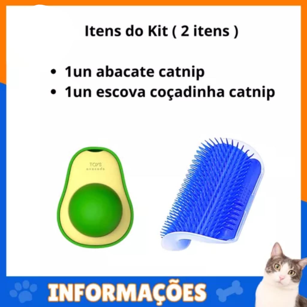 2 Brinquedo Para Gato Catnip Bola Erva Gatos + Coçador Escova Kit gato