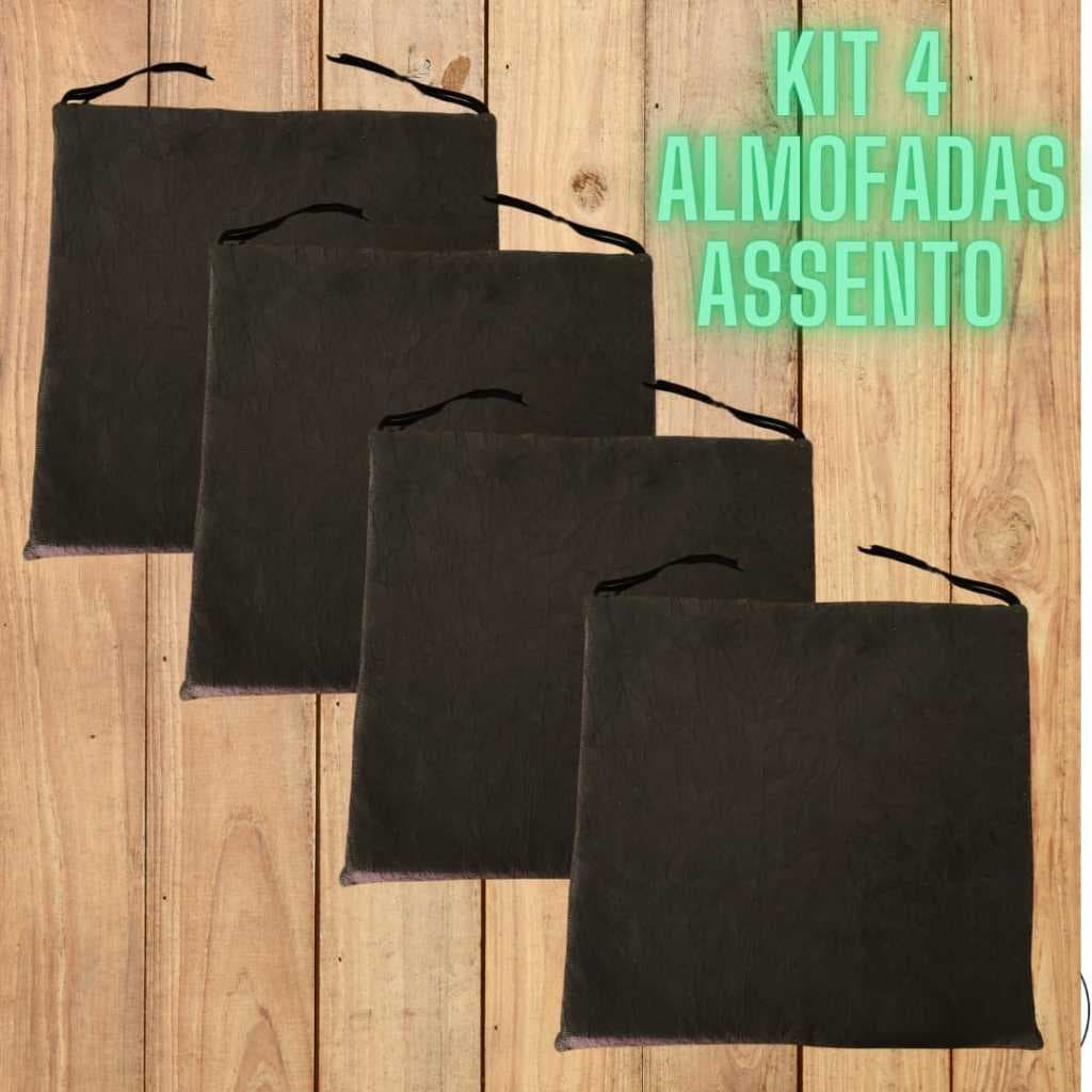 Kit 4 Almofadas de Assento Para Cadeiras Tecido Suede - 4 peças