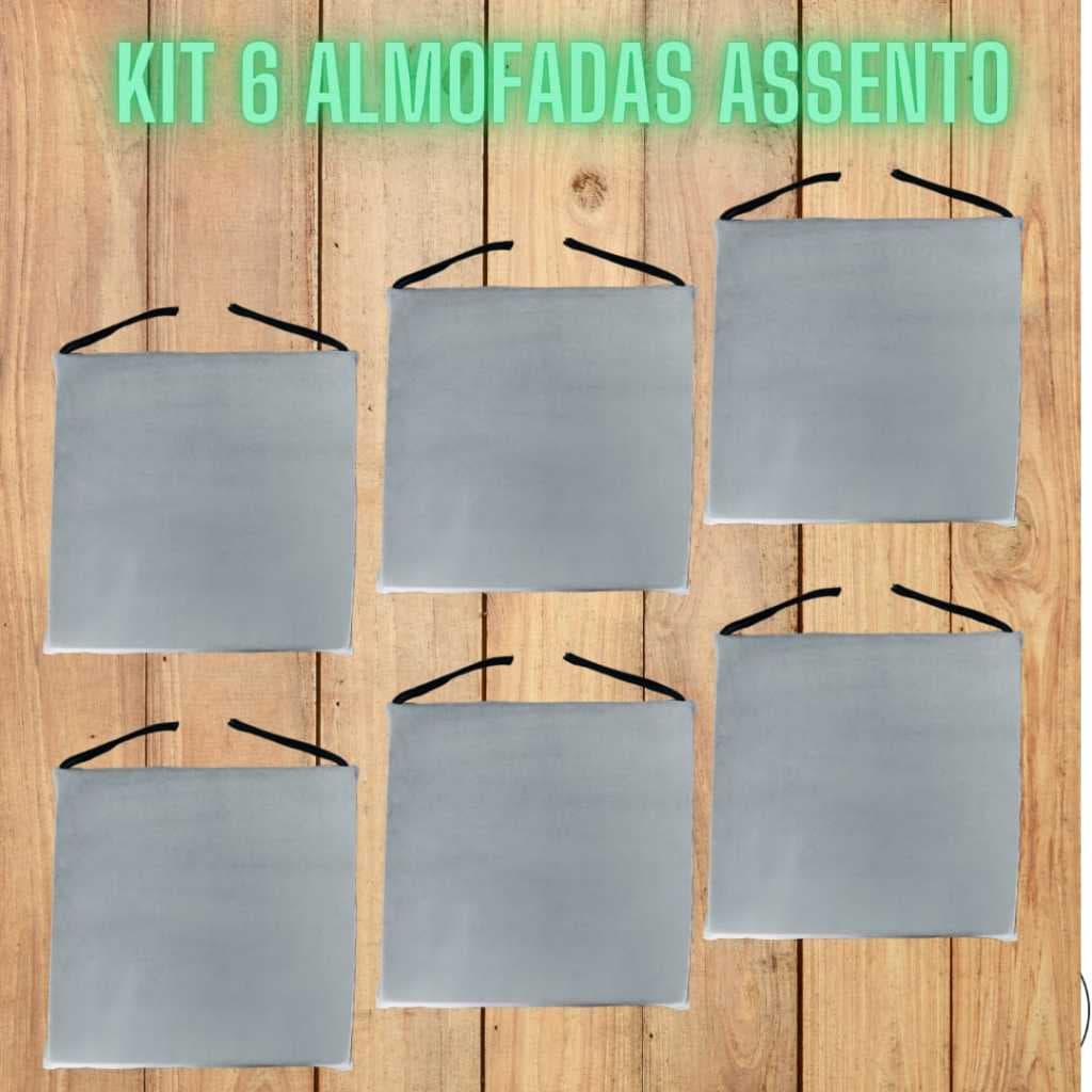 Kit 6 Almofadas de Assento Para Cadeiras Tecido Suede - 6 peças varias cores