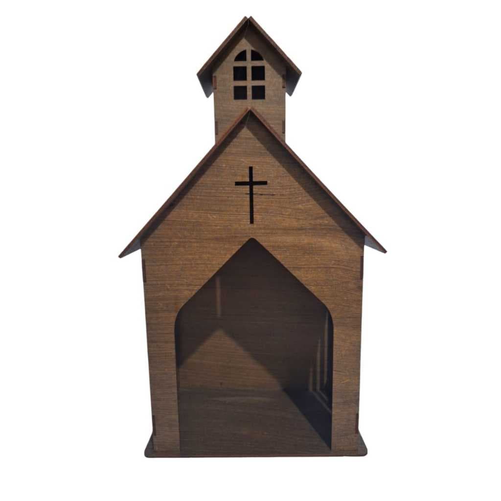 Oratório grande Capela de Santo Decorativa MARROM mdf