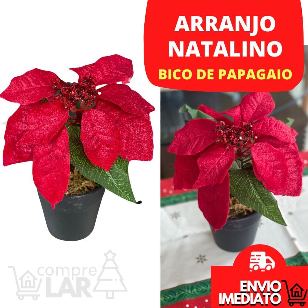Flor Natal Arranjo Natalino Buque Bico de Papagaio Decoração De Mesa Natalina