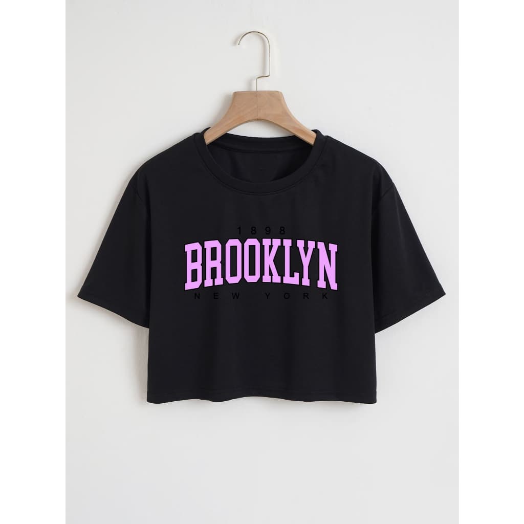 Blusinha T-shirt Blusa Cropped Algodão Brooklyn