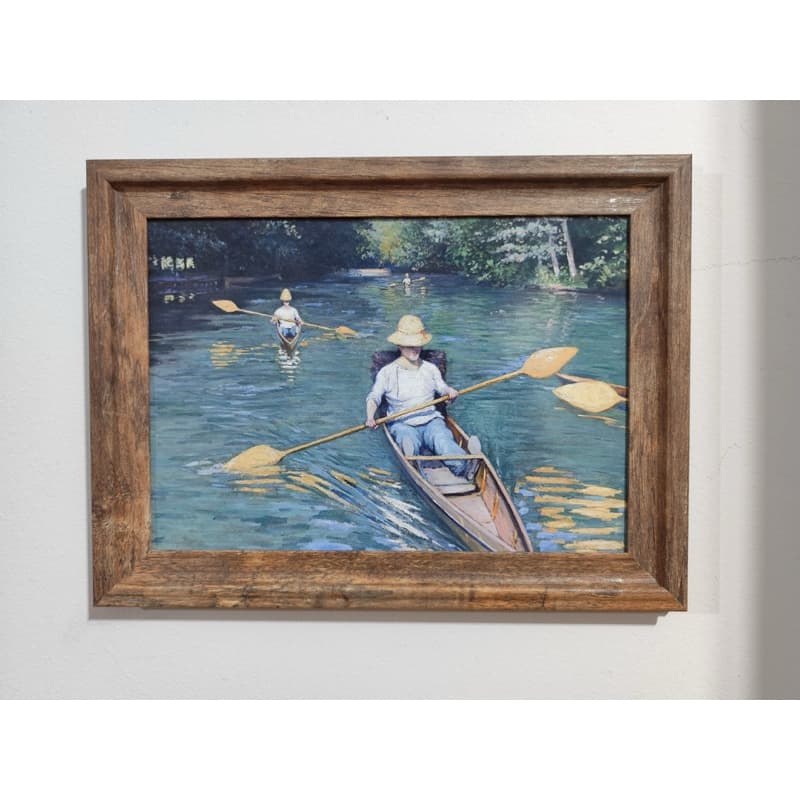 Quadro decorativo arte / pintura clássica - Skiffs (1877)  - Gustave Caillebotte - Madeira com Vidro