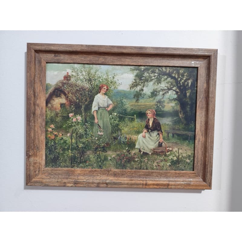 Quadro decorativo arte / pintura clássica - In The Garden de King Henry John Yeend - Madeira com Vidro