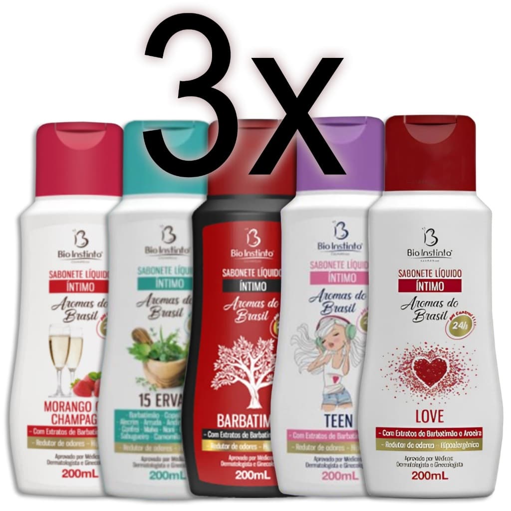 3x Sabonete Íntimo Aromas Do Brasil - Ph control 24h - Reduz odores - Prevenção de infecção Urinária