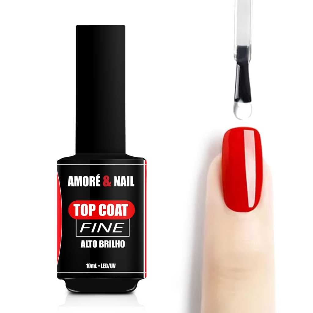 Top Coat SLIM Fino Led/Uv Brilho Unhas Gel AMORÉ&NAIL 10ml Lançamento
