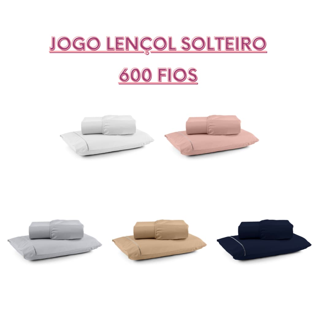 Jogo de Lençol Solteiro 600 fios Toque Aveludado