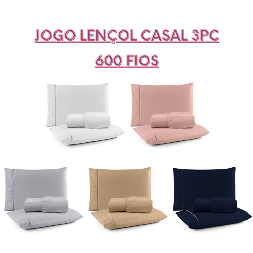 Jogo de Lençol Casal 600 fios Toque Aveludado