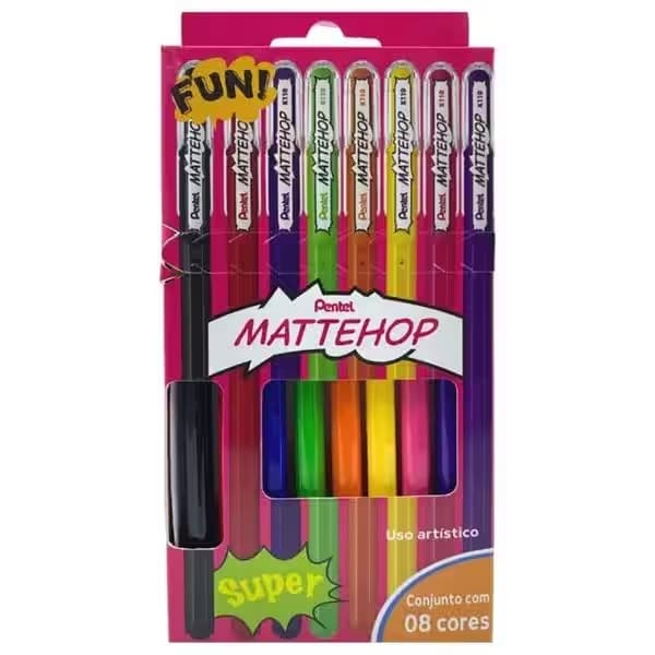 Caneta Gel Mattehop 1.0mm, c/ 8 cores, Pentel