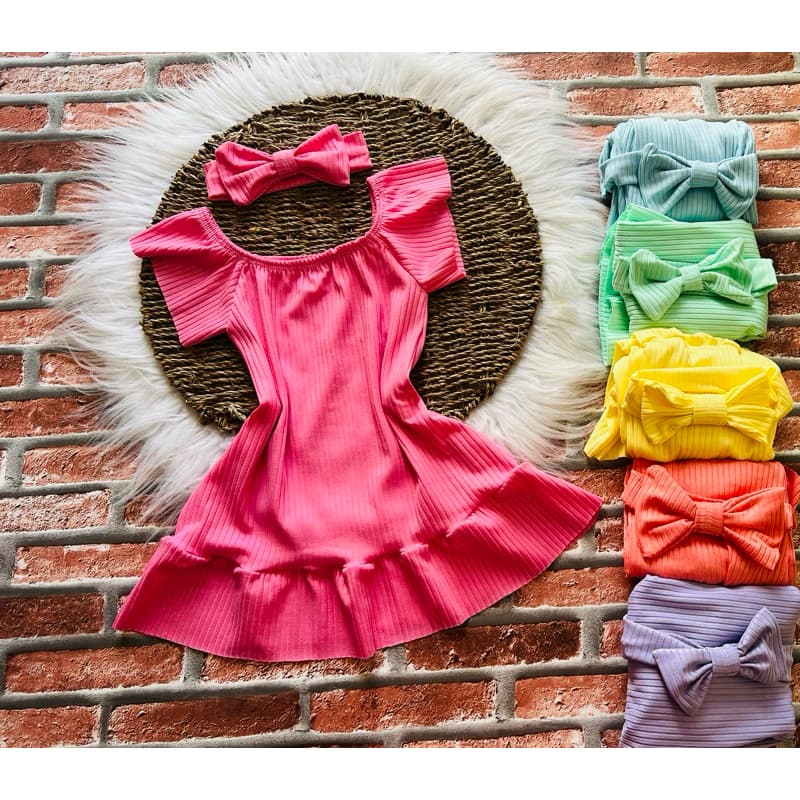 10 itens 5 vestido + 5 tiara (veste 1/2 anos tamanho único )tecido canelado