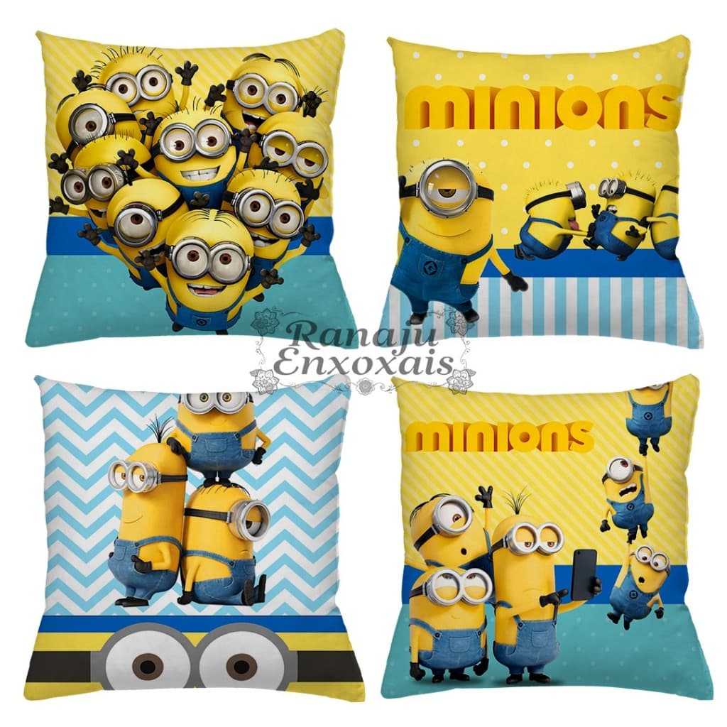 KIT 4 CAPAS DE ALMOFADAS IDEAL PARA DECORAÇÃO, MINIONS< MEU MALVADO FAVORITO - TAMANHO 45 X 45