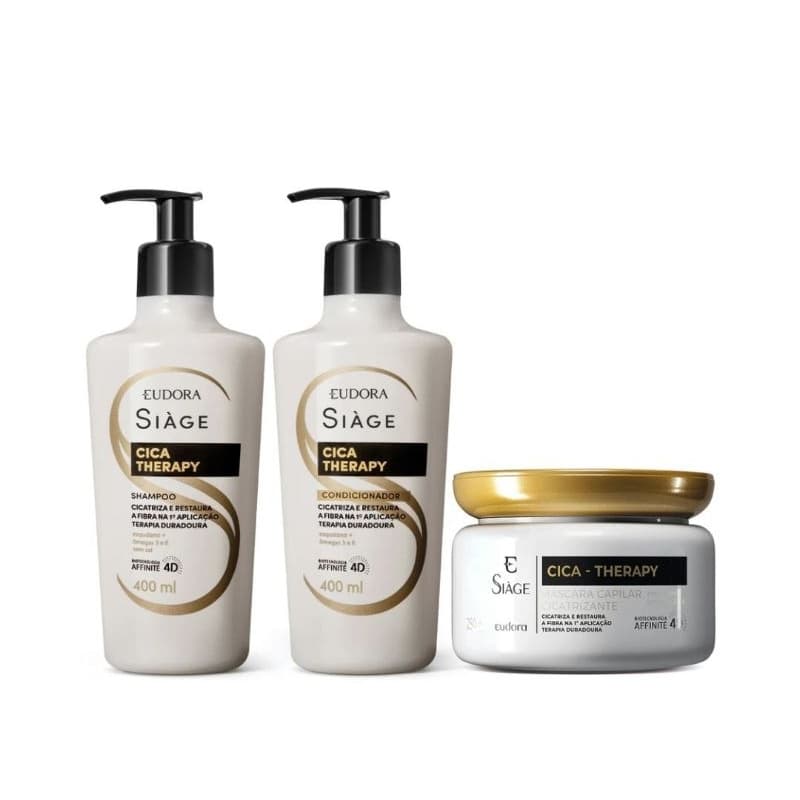 Combo Siàge Cica-Therapy: Shampoo 400ml + Condicionador 400mlMáscara Capilar Siàge Cica-Therapy 250g