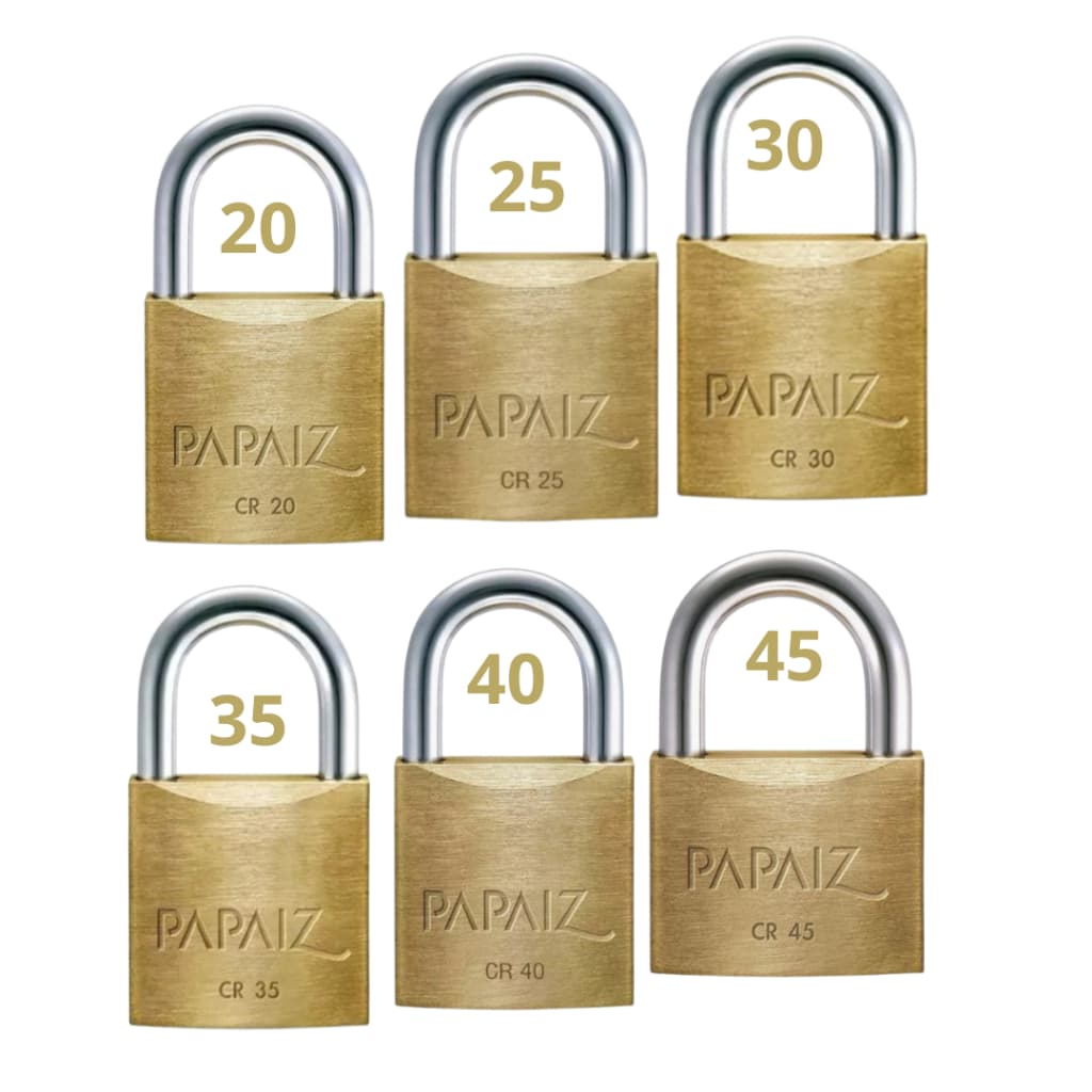 Cadeado Latão Papaiz ou Pado Com 2 Chaves Tamanhos 20 a 45
