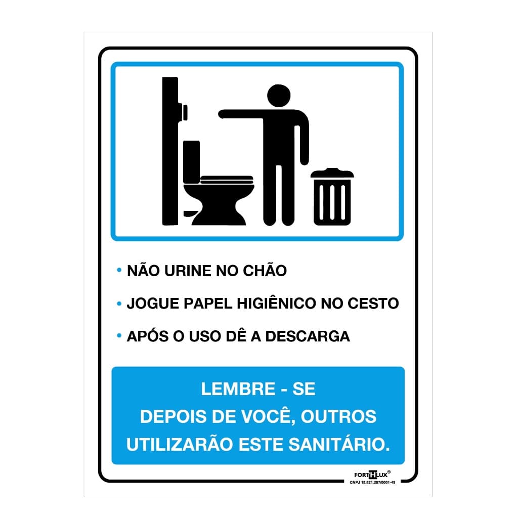 Placa De Sinalização Regras Banheiro Masculino | 20x15