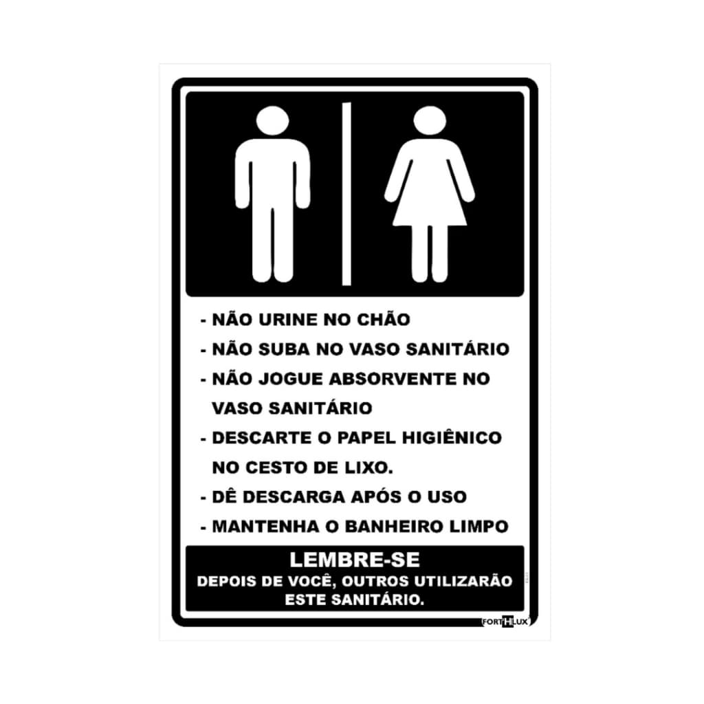 Placa de Sinalização Higiene Utilização Banheiro Unissex 10x15