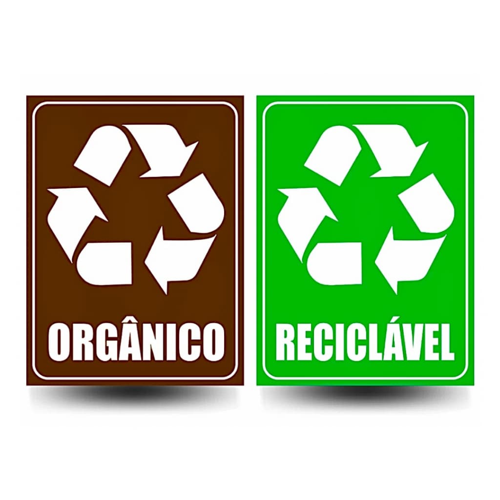 Adesivos Sinalização Adesivos Lixeiras Coleta Seletiva Orgânico e Reciclável 20x15cm