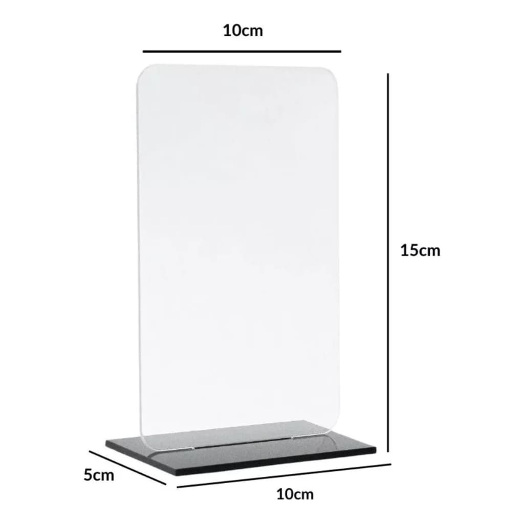 Troféu Acrilico Cristal 2mm 10x15cm C/base Preta Retangular Para Personalização ideal para Premiação