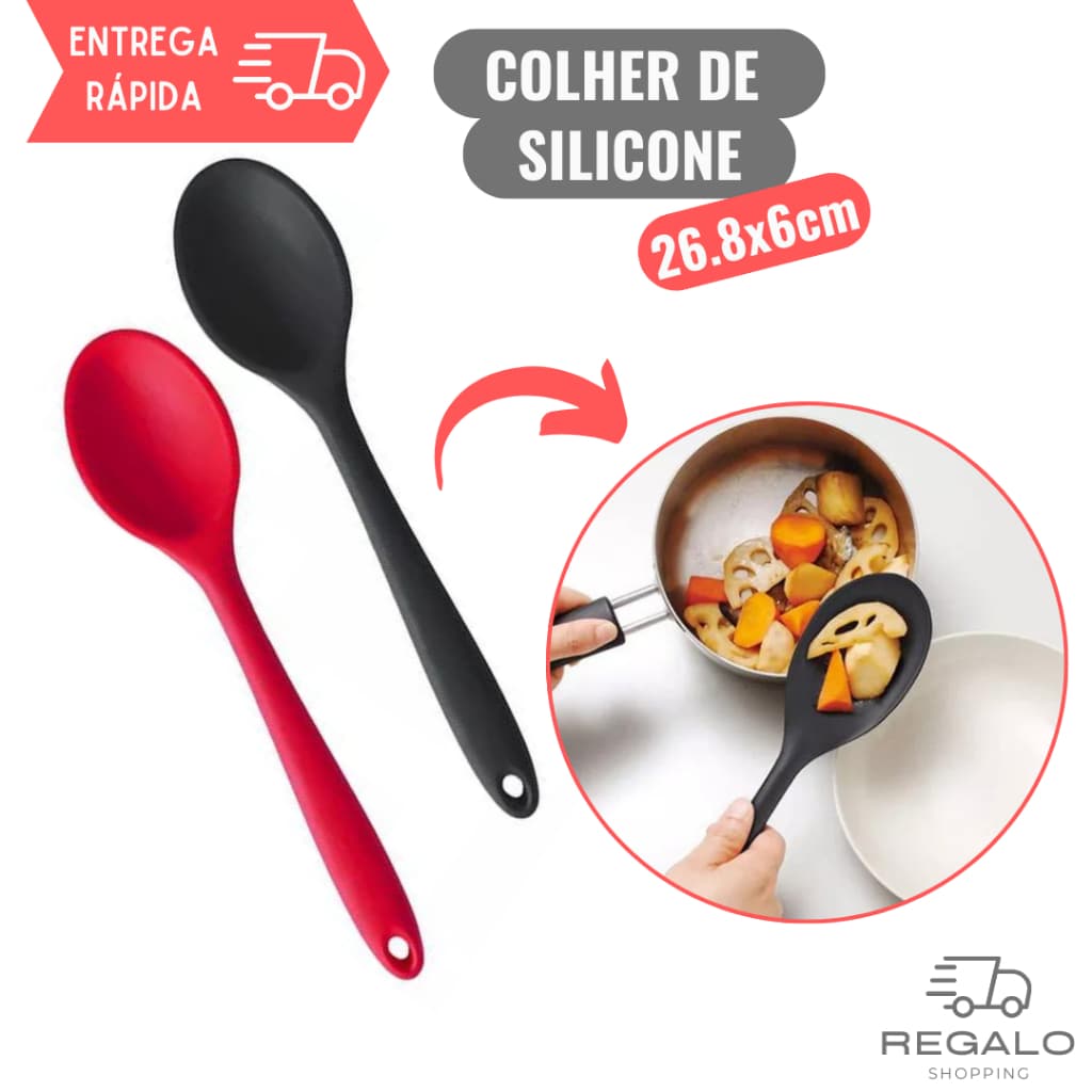 Colher de Silicone 27cm Colher Redonda De Silicone Profissional Grande Utensílio De Cozinha