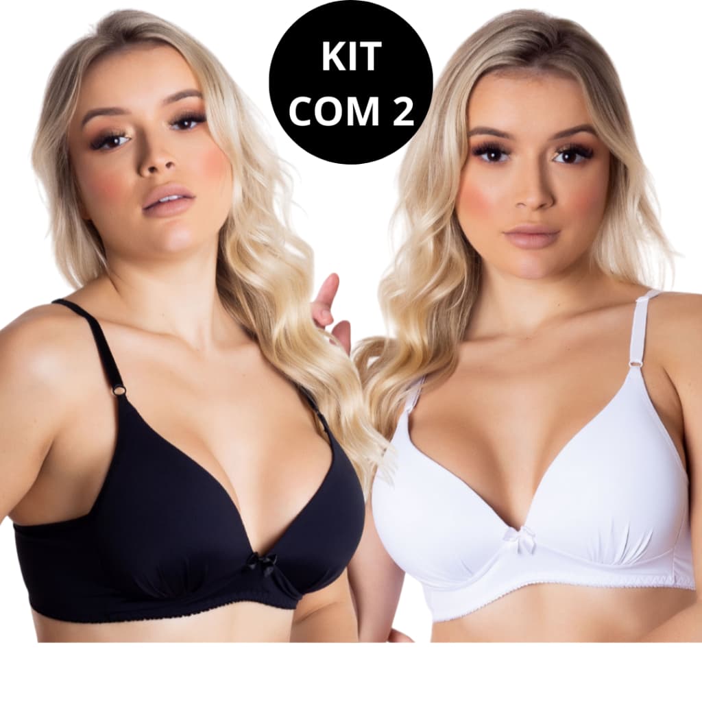 KIT 2 Sutiã Com Bojo Confortável Básico Soft Microfibra Soutien Dia a Dia