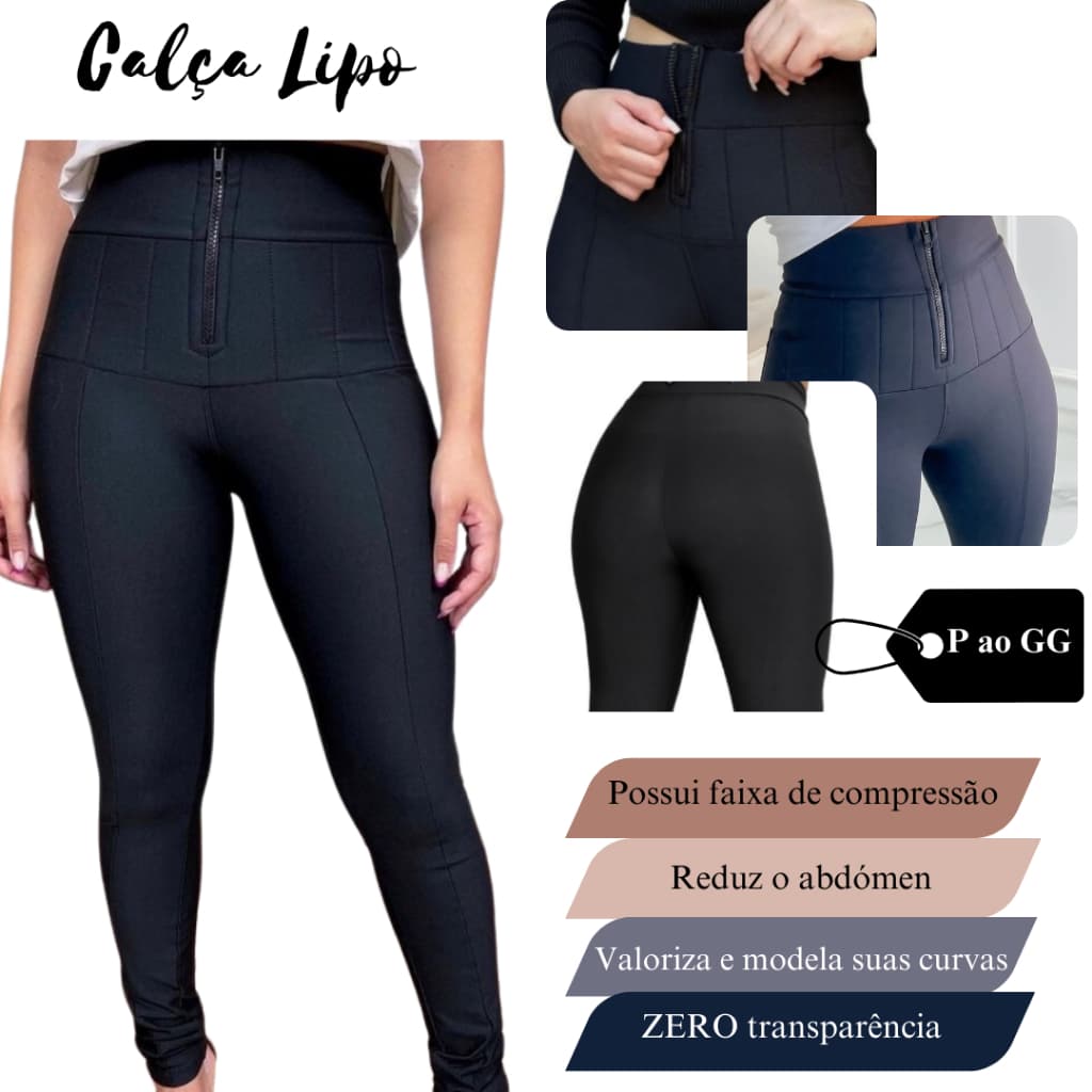 Calça Feminina Super Lipo Power Suplex Montaria Cintura Alta Com Cinta Modeladora Alta Compressão