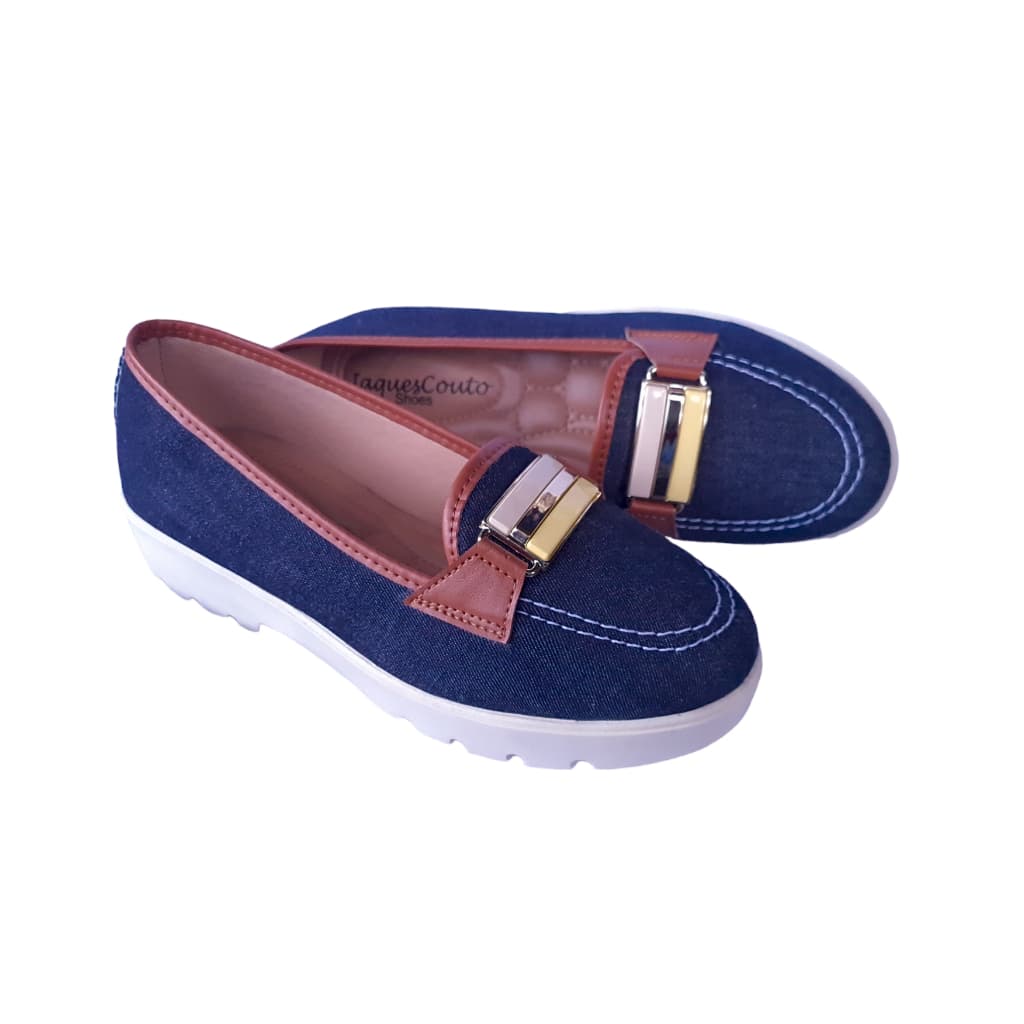 Mocassim Feminino Jeans Salto JaquesCouto Shoes.