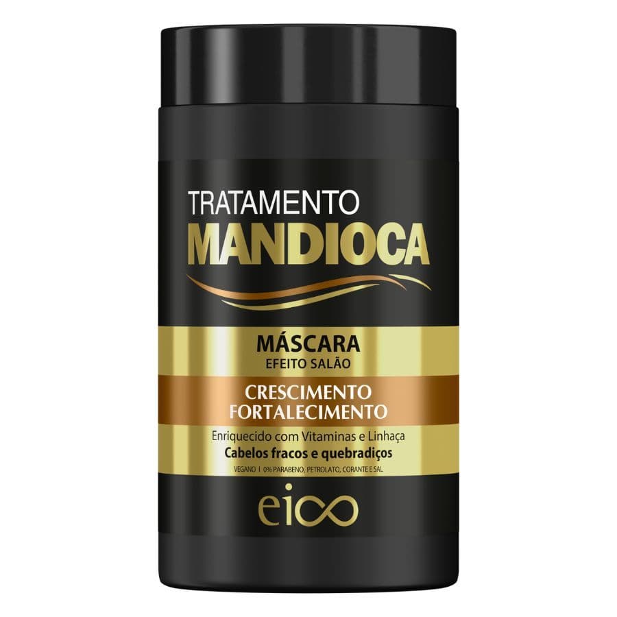 Eico Máscara Creme Hidratação Tratamento Mandioca 1kg Crescimento Força Brilho Maciez Filtro Solar