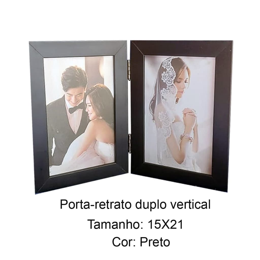 Porta Retrato 15X21 duplo com dobradiça - com vidro