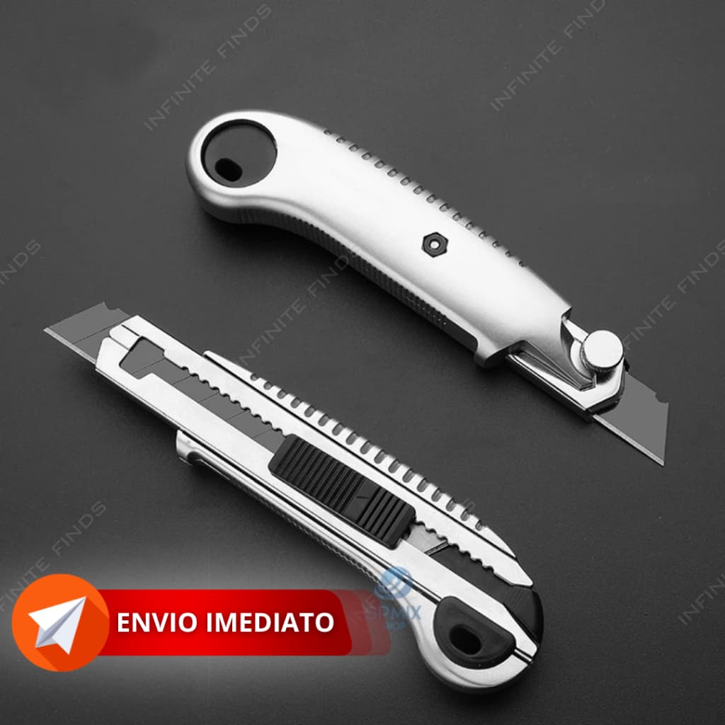 [ORIGINAL] Estilete de Metal Reforçado Profissional 18mm 5 LÂMINAS EXTRA Uso Profissional