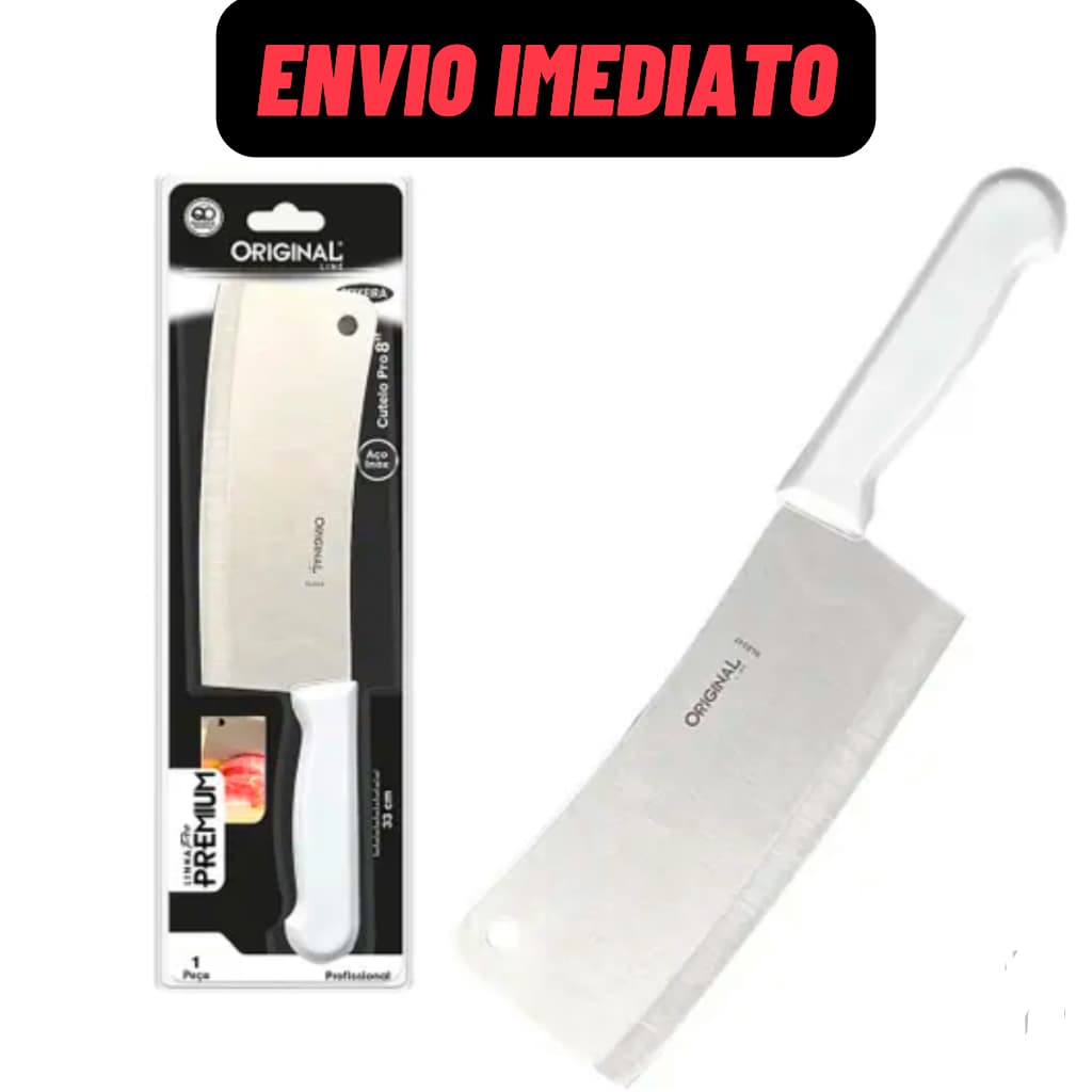 Cutelo 7Inox  Para Corte de Ossos Suinos Peixes Aves Faca Profissional Inox Lâmina 3mm