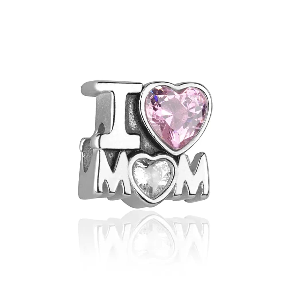 Berloque I Love Mom em Aço Inoxidável