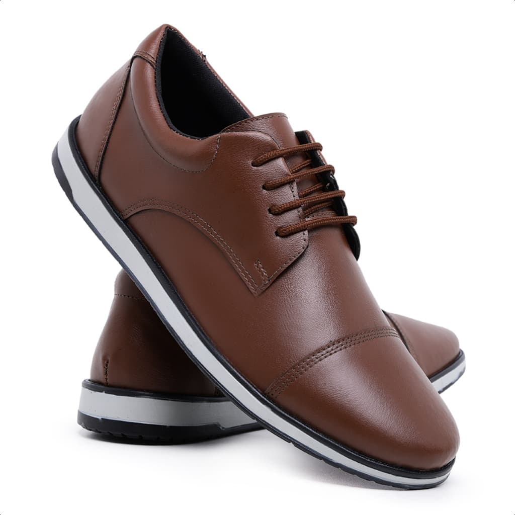 Sapato Casual Masculino Oxford Derby Preto Marrom