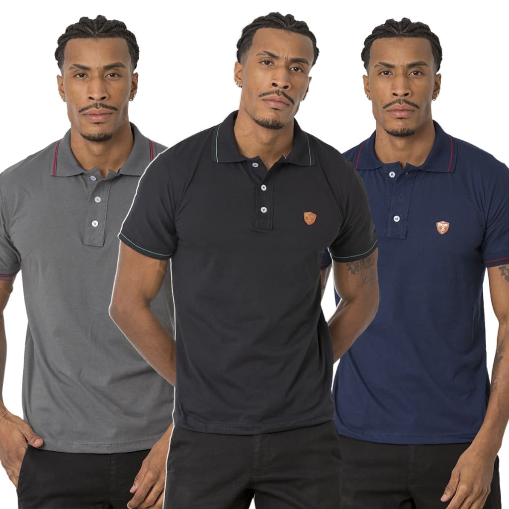 Kit 3 camiseta masculina Polo algodao alta qualidade premium varias cores