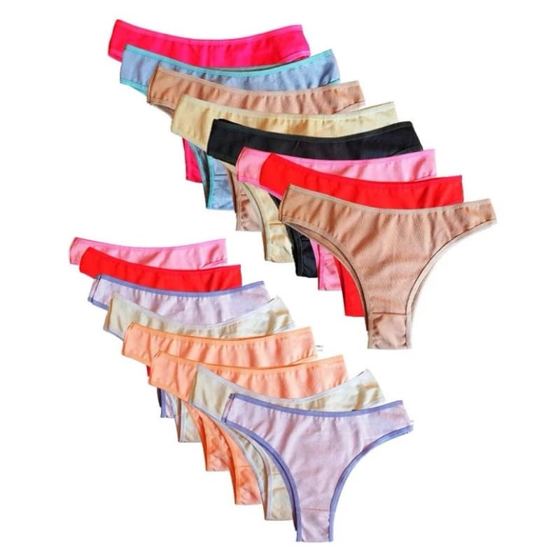 kit 12 calcinha suplex/cotton calcinha tanga adulto algodão confortável