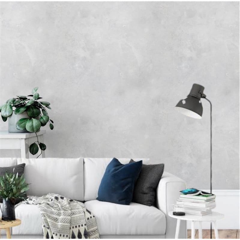 Papel de Parede Modelo Cimento Claro 10 METROS x 45CM Adesivo Autocolante para Sala, Quarto