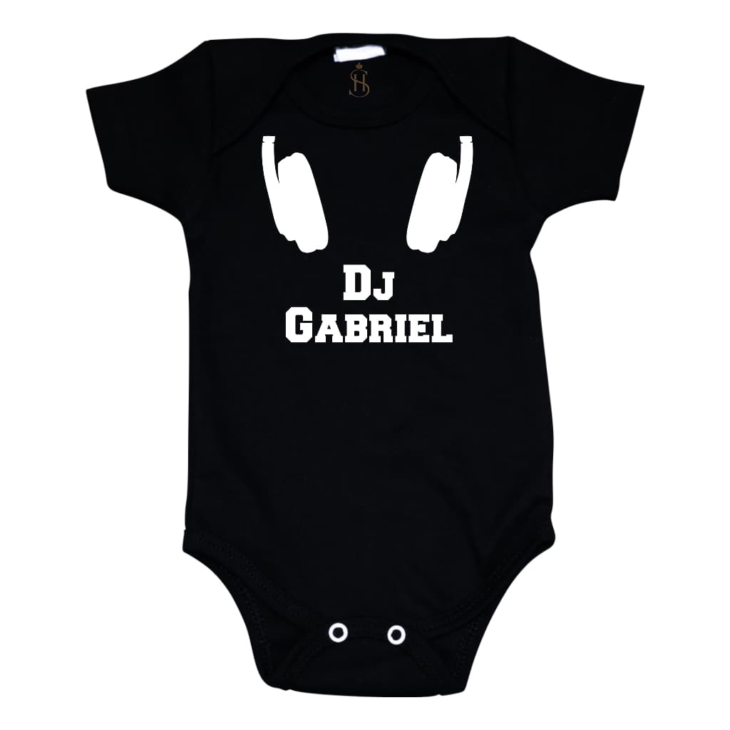 Body Infantil Preto Tema DJ Personalizado com Nome