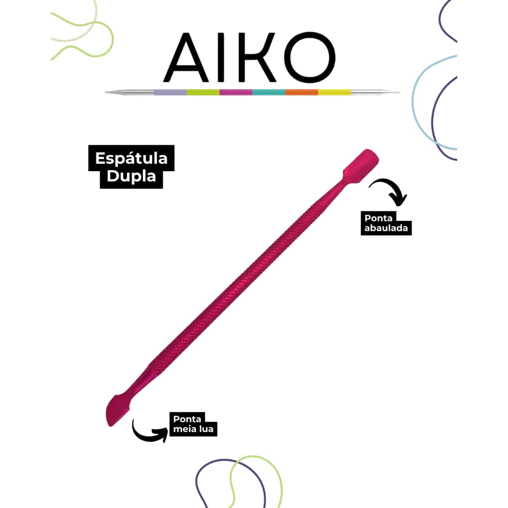 Espátula Dupla Colorida Aiko Em Alumínio - abaulada e meia lua