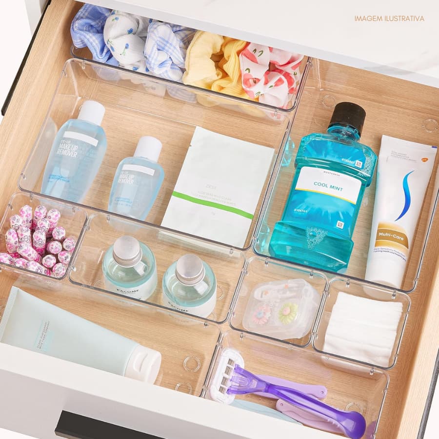 Organizador modular para gavetas, armários, cozinha, quarto, escritório em Cristal