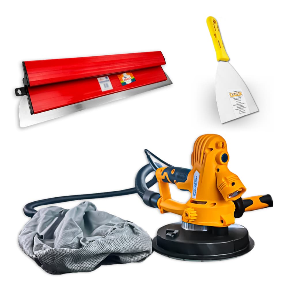 Kit Lixadeira de Parede Menegotti MLP800H + Desempenadeira 60cm + Espátula Evolution 12cm