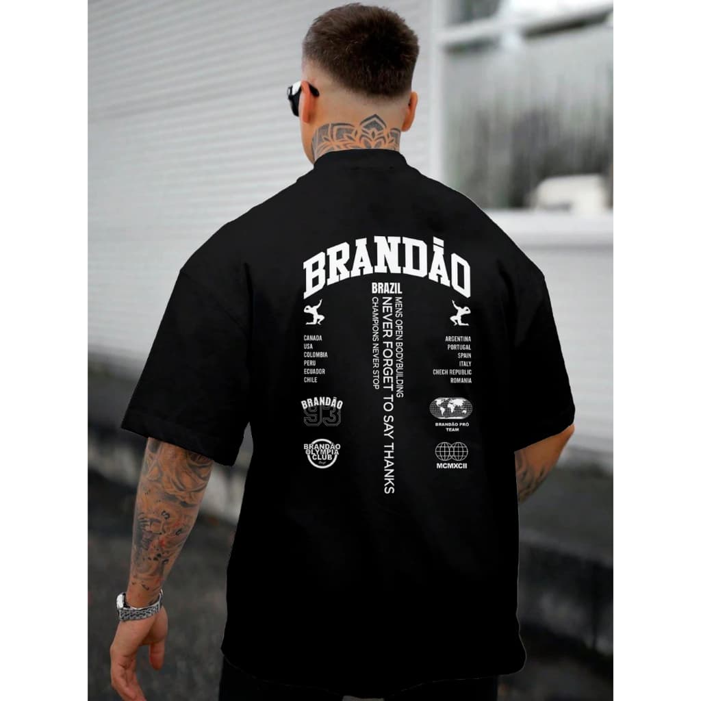 Camiseta Oversized Brandão Treino Academia Maromba Style Personalizada
