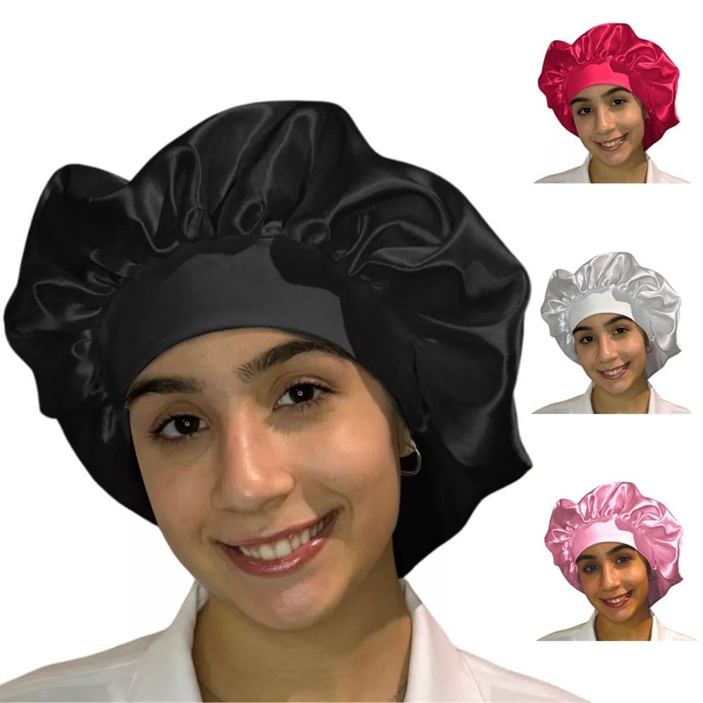 TOUCA DE CETIM ANTI FRIZZ COM FAIXA DE CABELO FLEXÍVEL HIDRATA CUIDA DOS FIOS SEM MACHUCAR A CABEÇA.