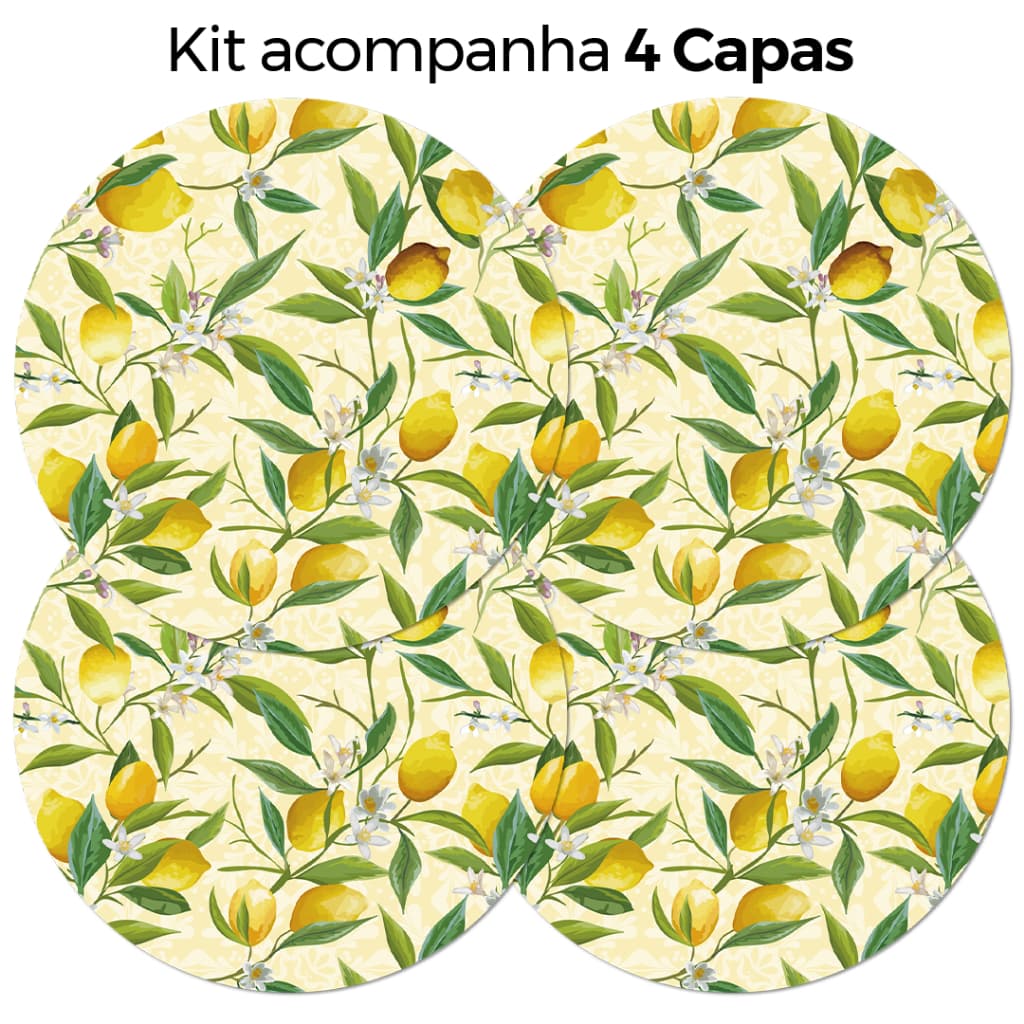 Kit de 4 Capas para Sousplat Decoração para Mesa 35X35 cm Limões