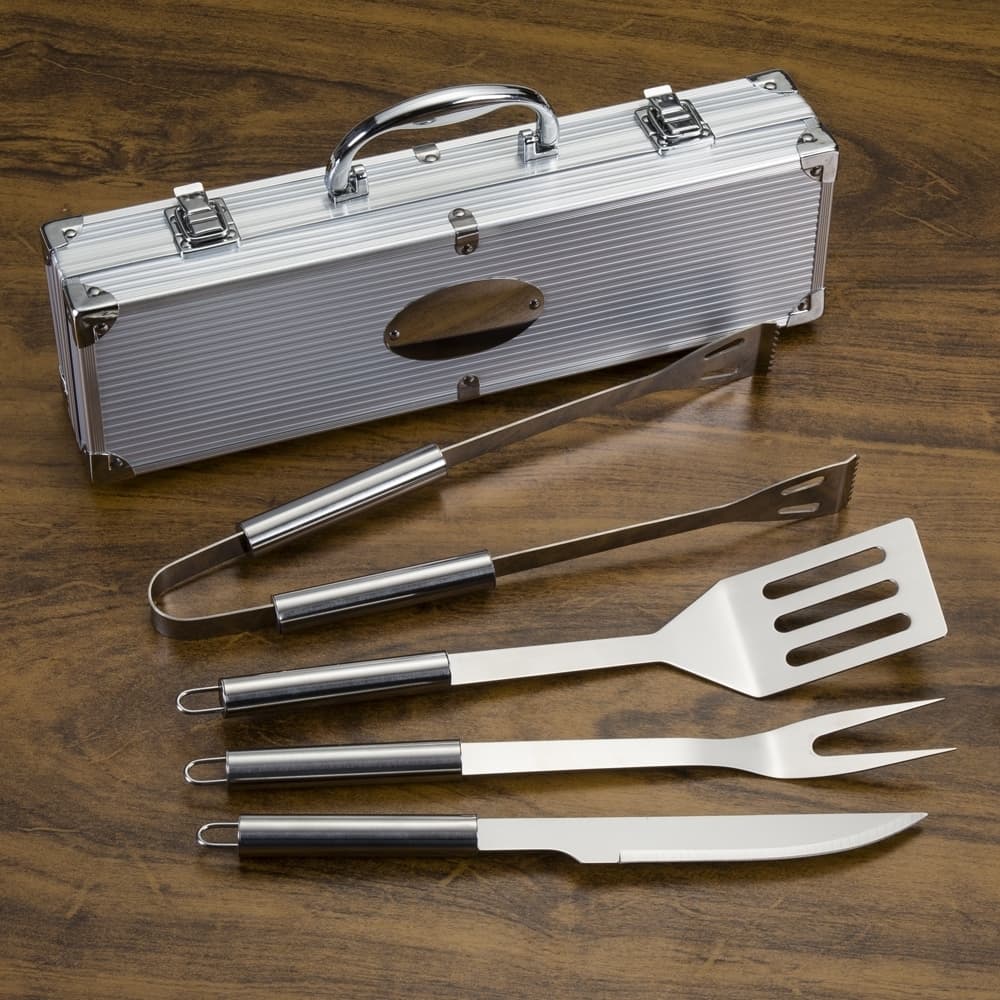 Kit Churrasco 4 Peças Com Caixa Maleta luxo