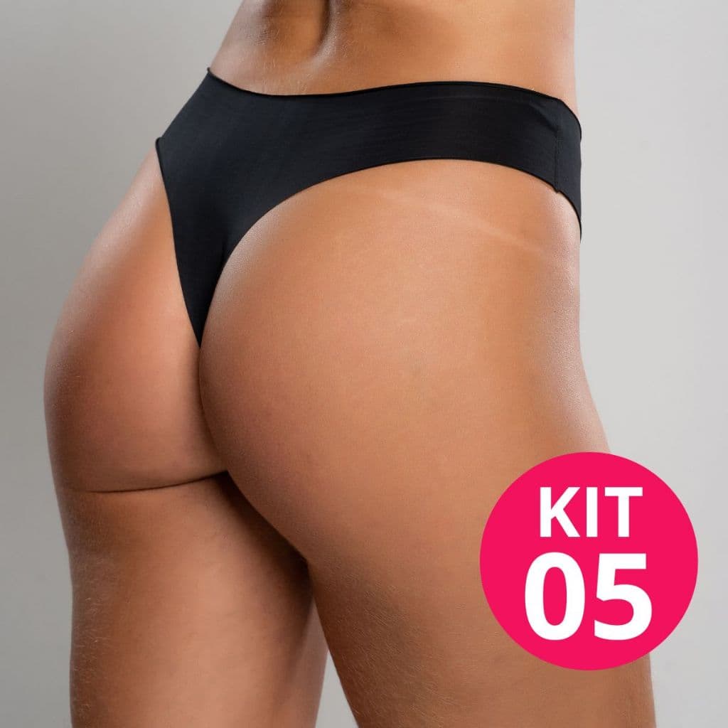 Kit 5 Calcinha Sem Costura Fio Dental Laser Feminina Adulto Confortável - Não Enrola e Não Marca