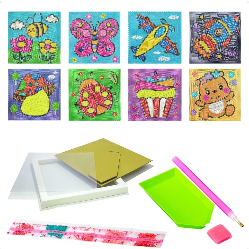 Brinquedo Kit Pintura de  Diamante 5d 18x18cm C/Moldura - DIY PAINTING