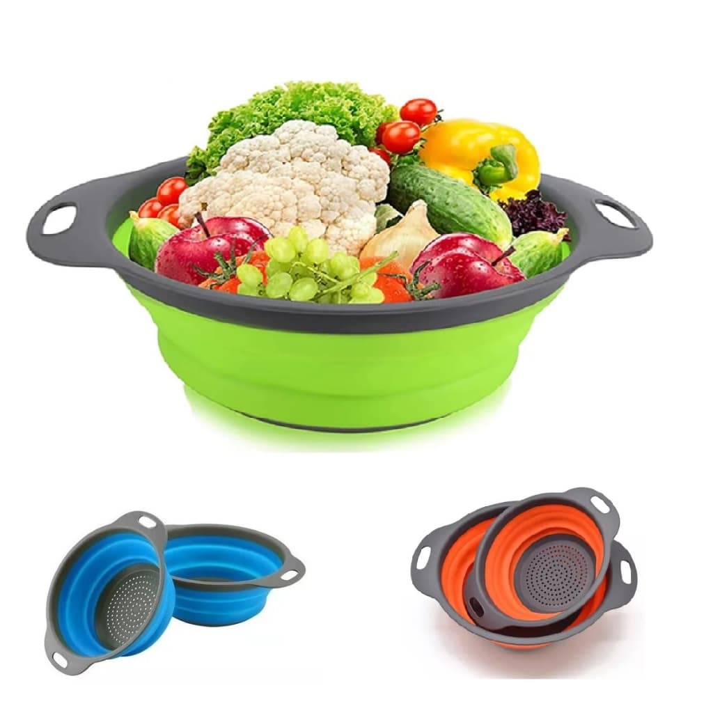 Peneira Escorredor Retrátil Multiuso de Silicone para Massas Frutas Coador Dobrável Cores Sortida para Cozinha Macarrão Arroz