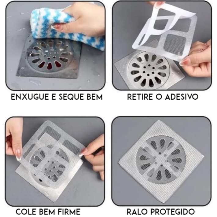 Kit Telas Para Ralos Adesivos Protege Contra Insetos Sujeiras Fios de Cabelos