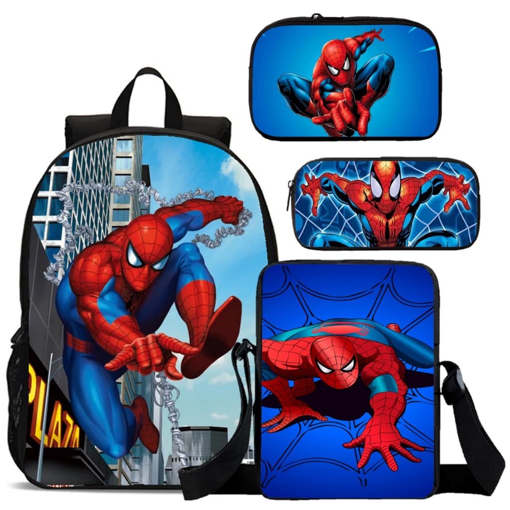 Kit Escolar Homem-Aranha: Mochila, Lancheira, Estojo e Nécessaire Personalizados - Estampa Azul