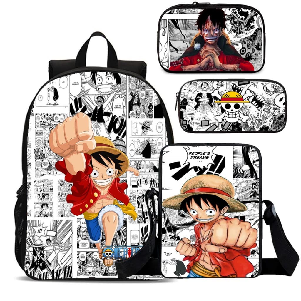 Kit Escolar One Piece Quadrinhos Mochila, Lancheira, Estojo e Nécessaire Personalizado para Aventura